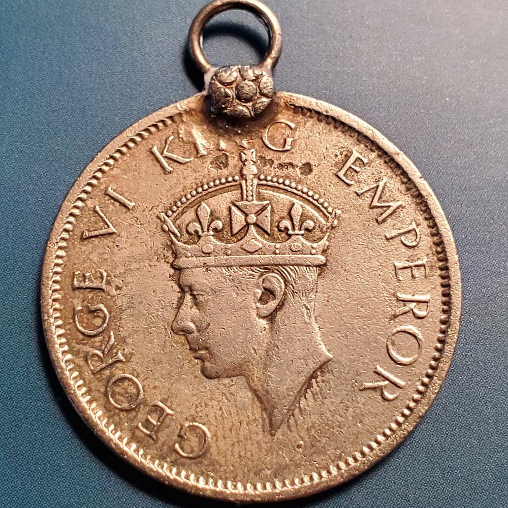 Vintage 1940 King George VI Coin "Love" Pendant